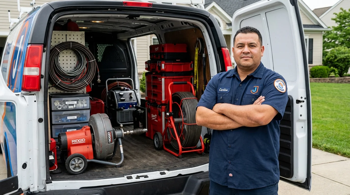 Professional drain cleaning equipment and Johns Plumbing LLC plumber in Purcellville