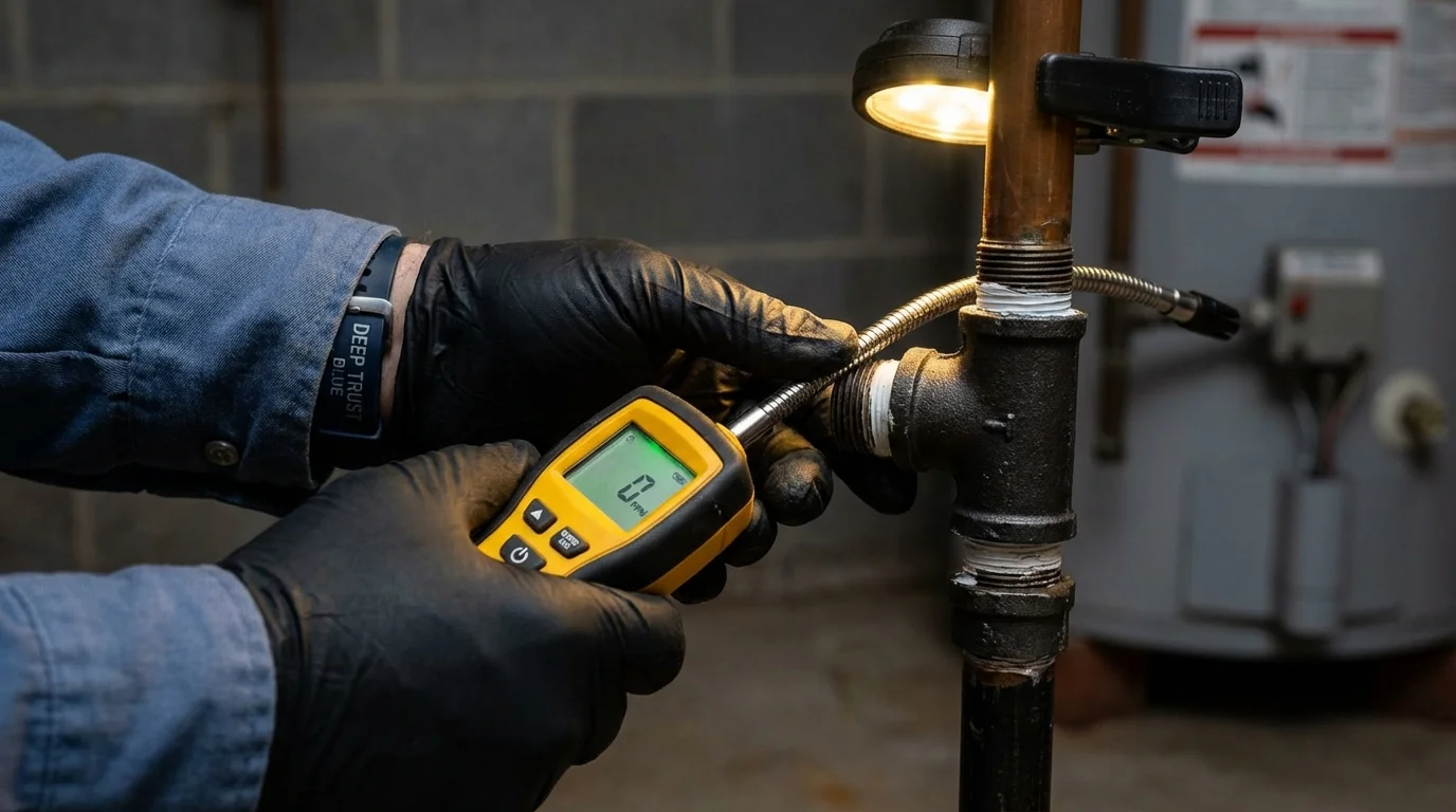 Gas leak detection with electronic sniffer by Johns Plumbing LLC in Purcellville