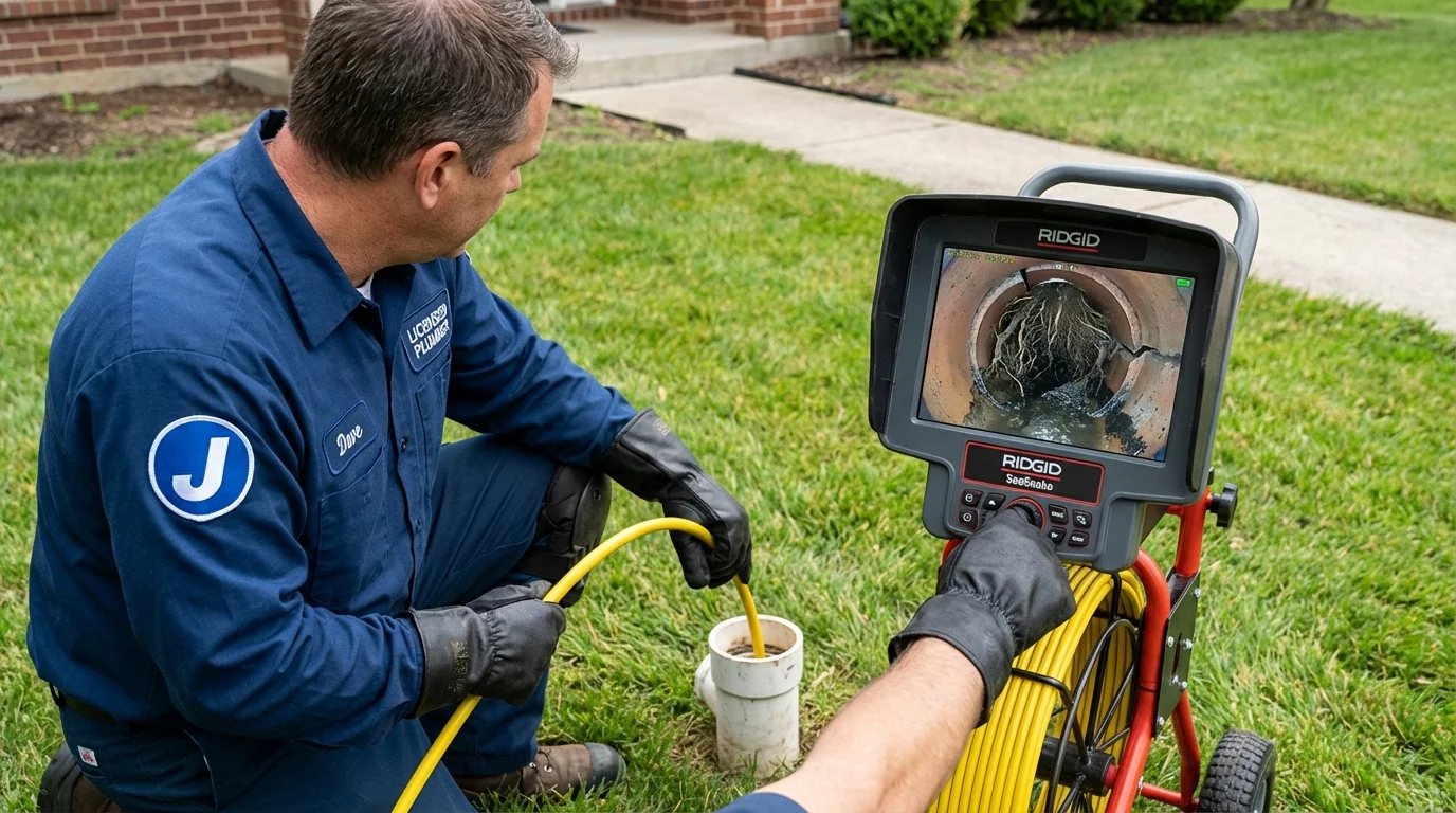 Sewer camera inspection being performed by Johns Plumbing LLC in Purcellville